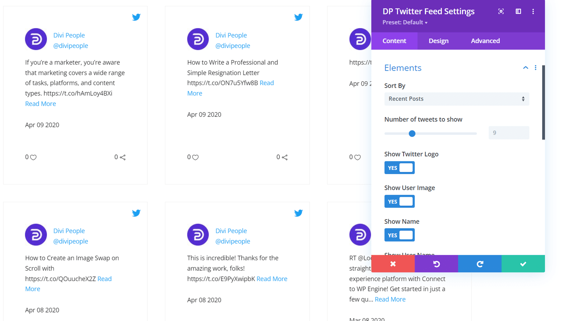 Divi Plugin Highlight Divi ConKit Pro Twitter Feed