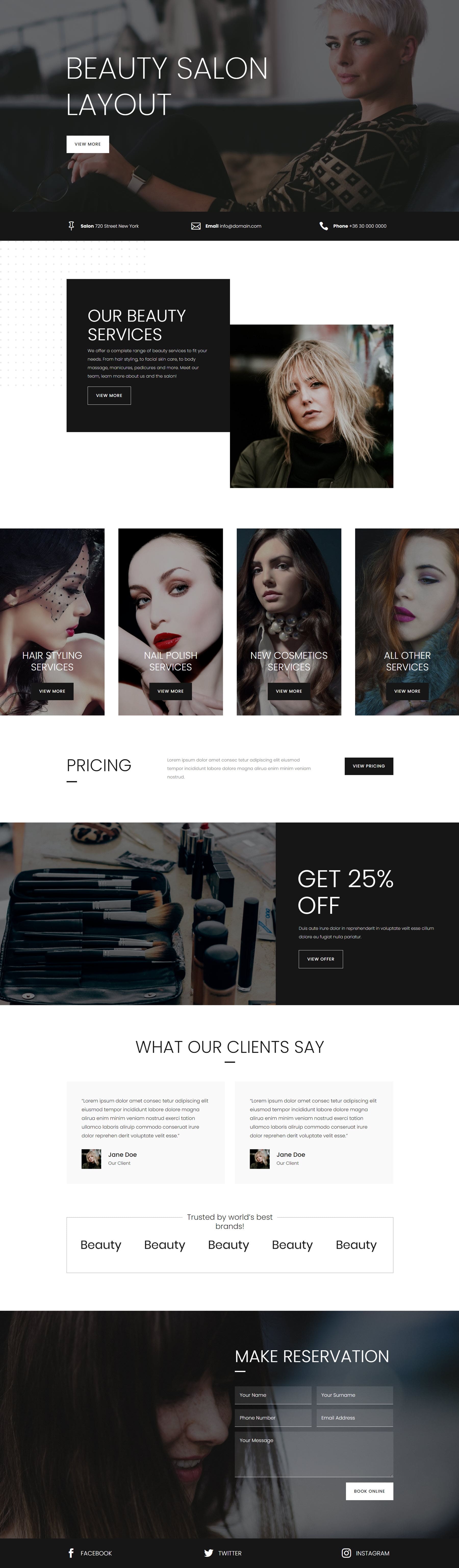 Divi Product Highlight Homepage 25 Divi Layout Pack Beauty Salon