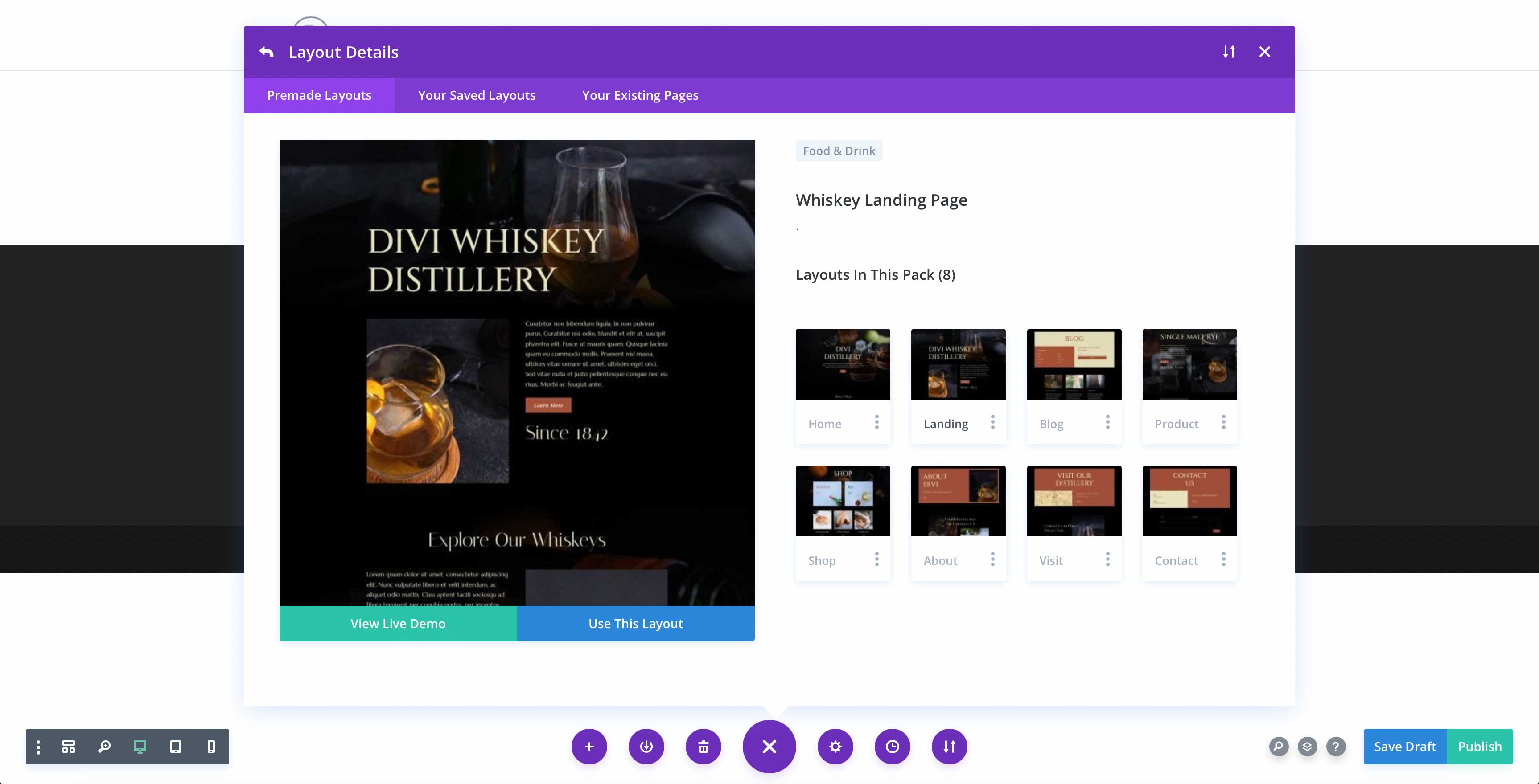 Whiskey Distillery Layout Pack for Divi