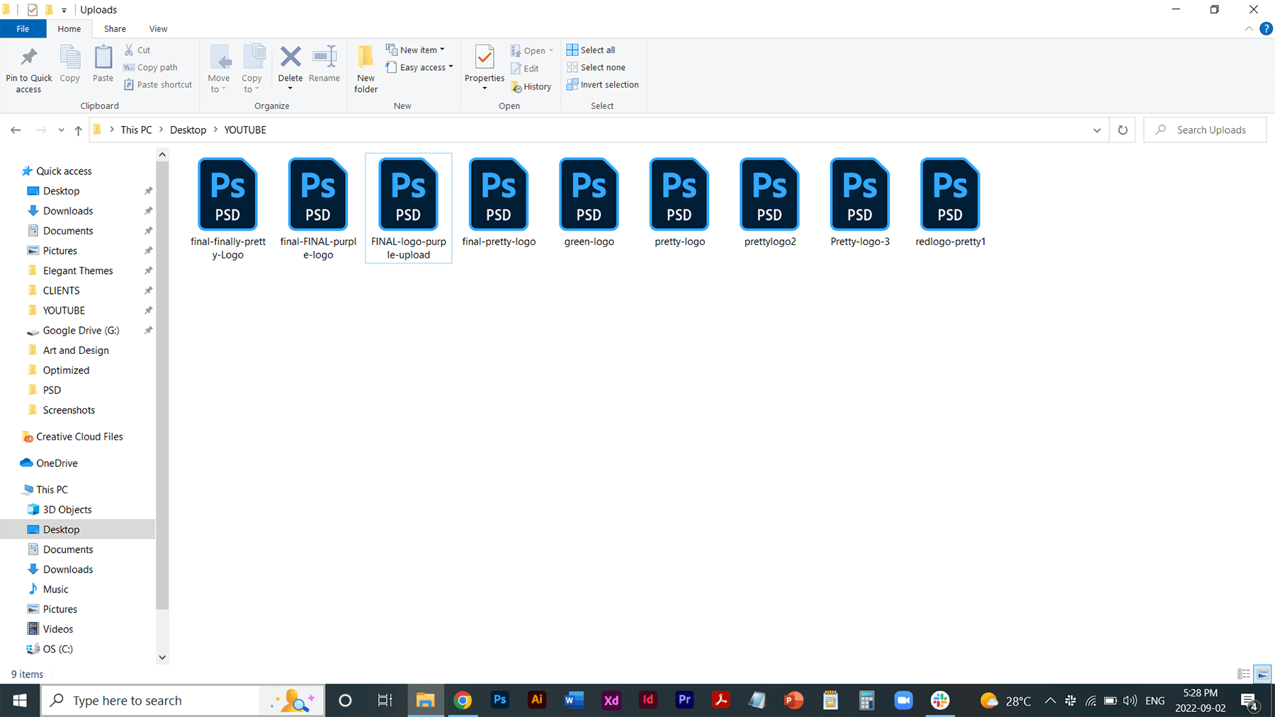 A real life example of a disorganized logo design folder