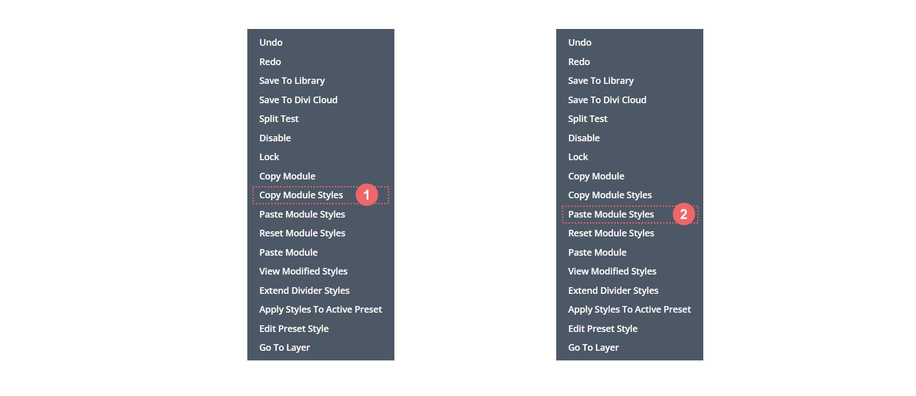 Copy and paste module styles for the Divider Modules