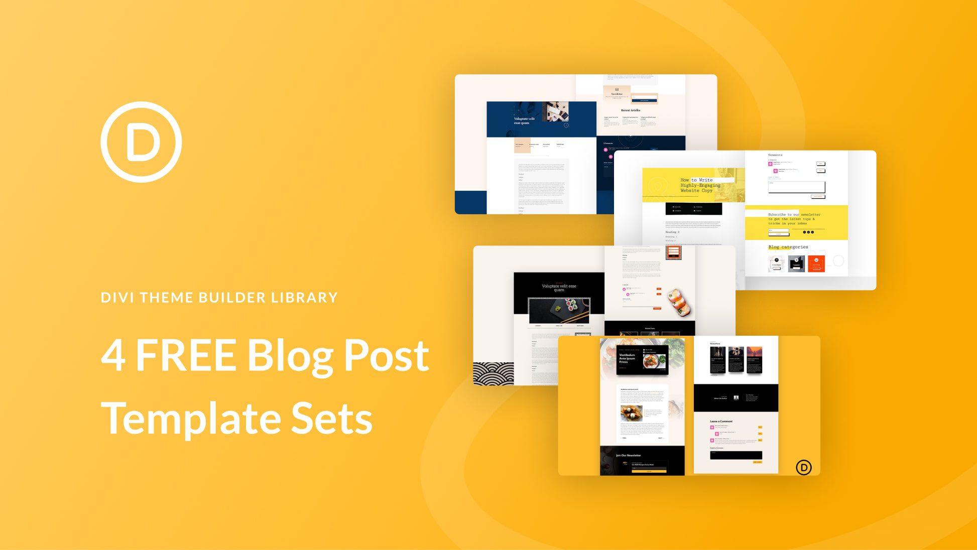 Download 4 FREE Blog Post Template Sets for Divi