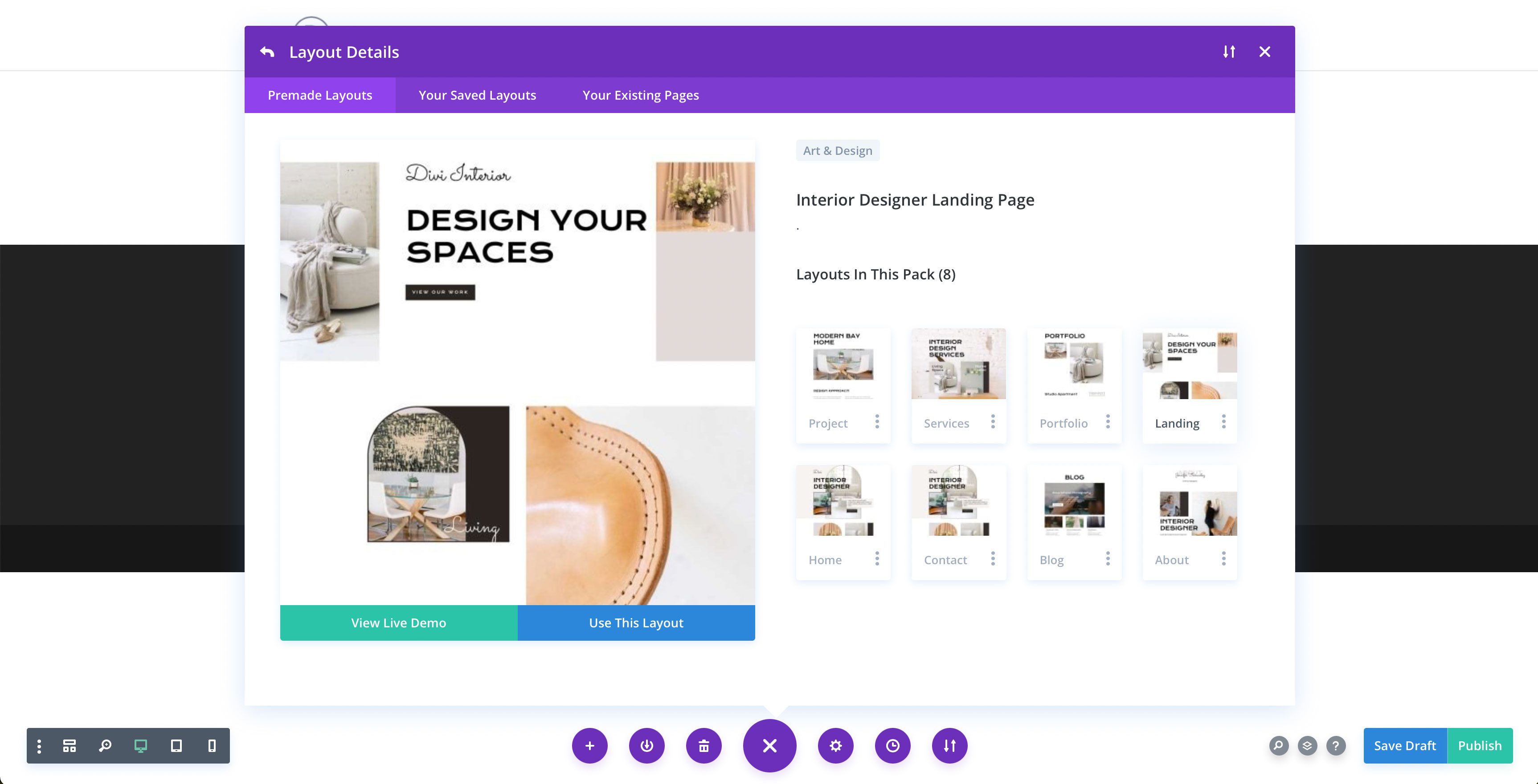 Interior Designer Layout Pack for Divi