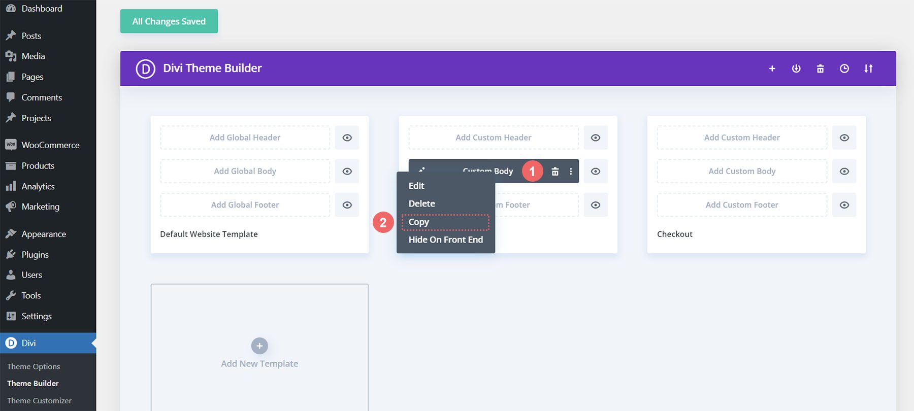 Right click, copy the body template from the cart template, to the checkout template