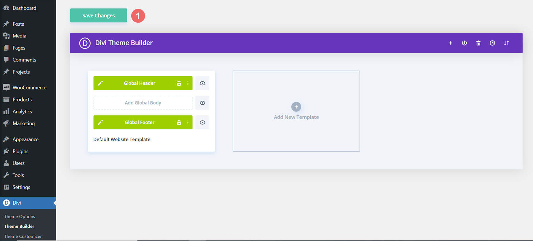 Save Divi Theme Builder Changes