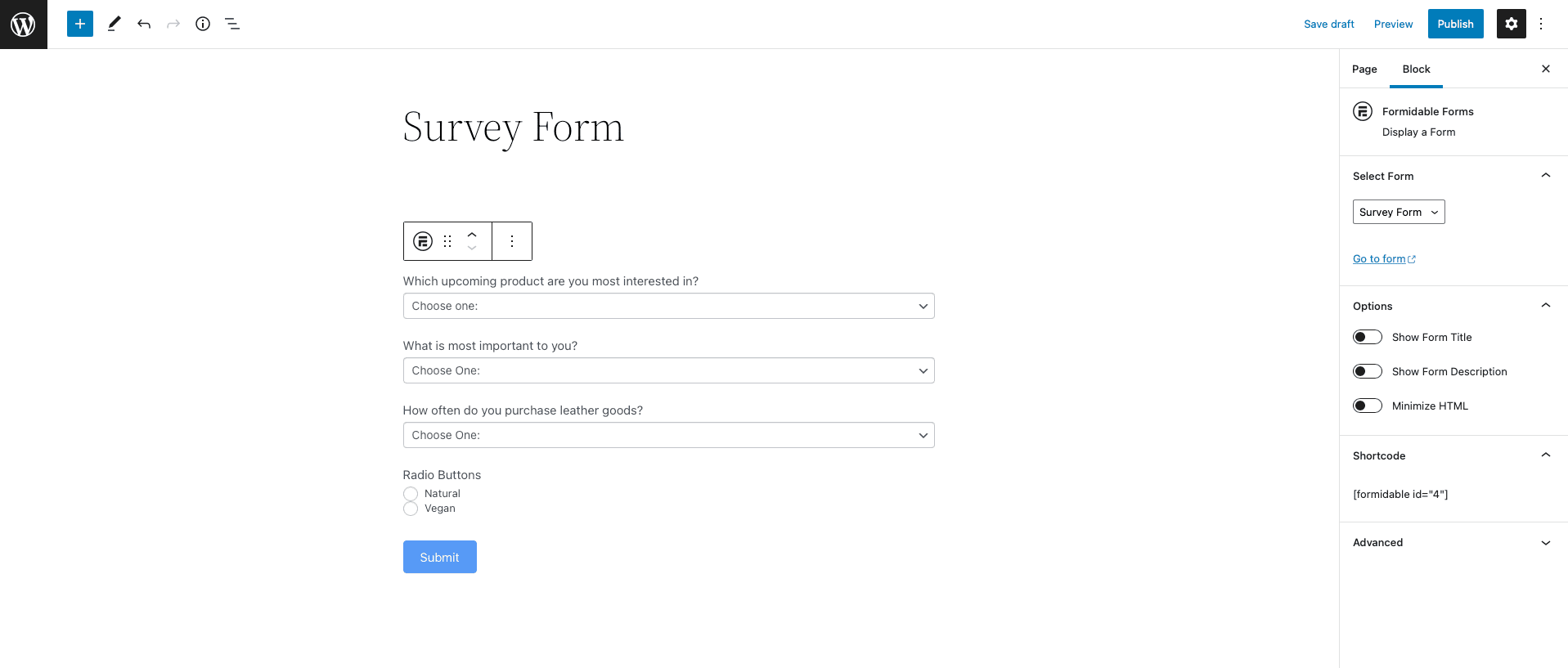 survey form