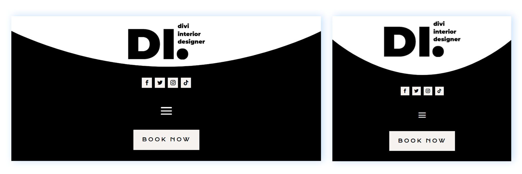 Tablet and mobile version of the Divi Interior Designer header layout