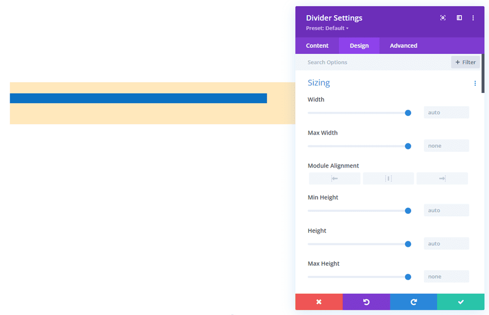 Invisible Divider Combined with Sizing