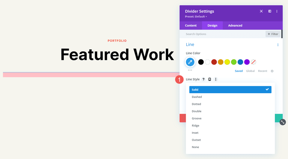 Divider Module Design Tab