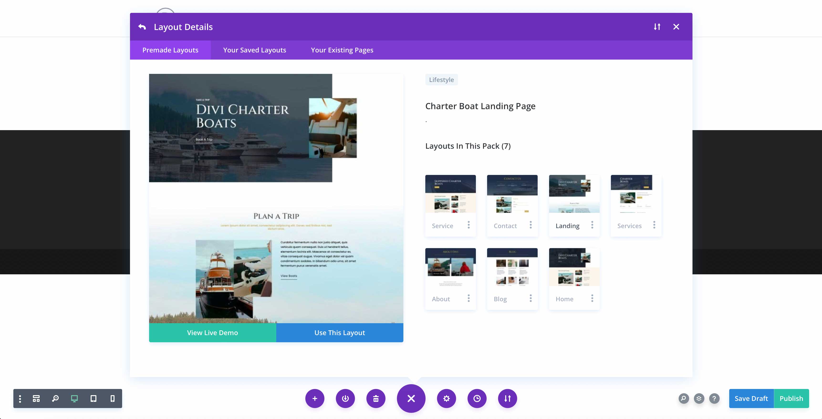 Charter Boat Layout Pack for Divi