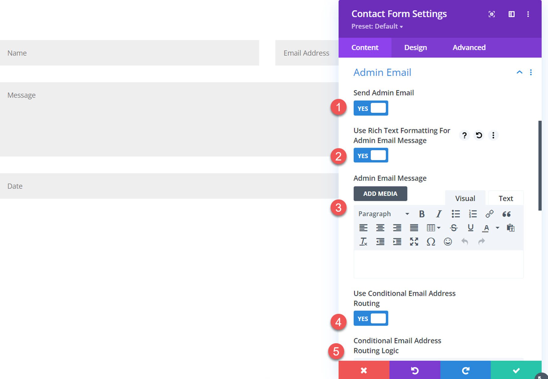 Divi Plugin Highlight Divi Contact Form Helper Admin Email Enabled