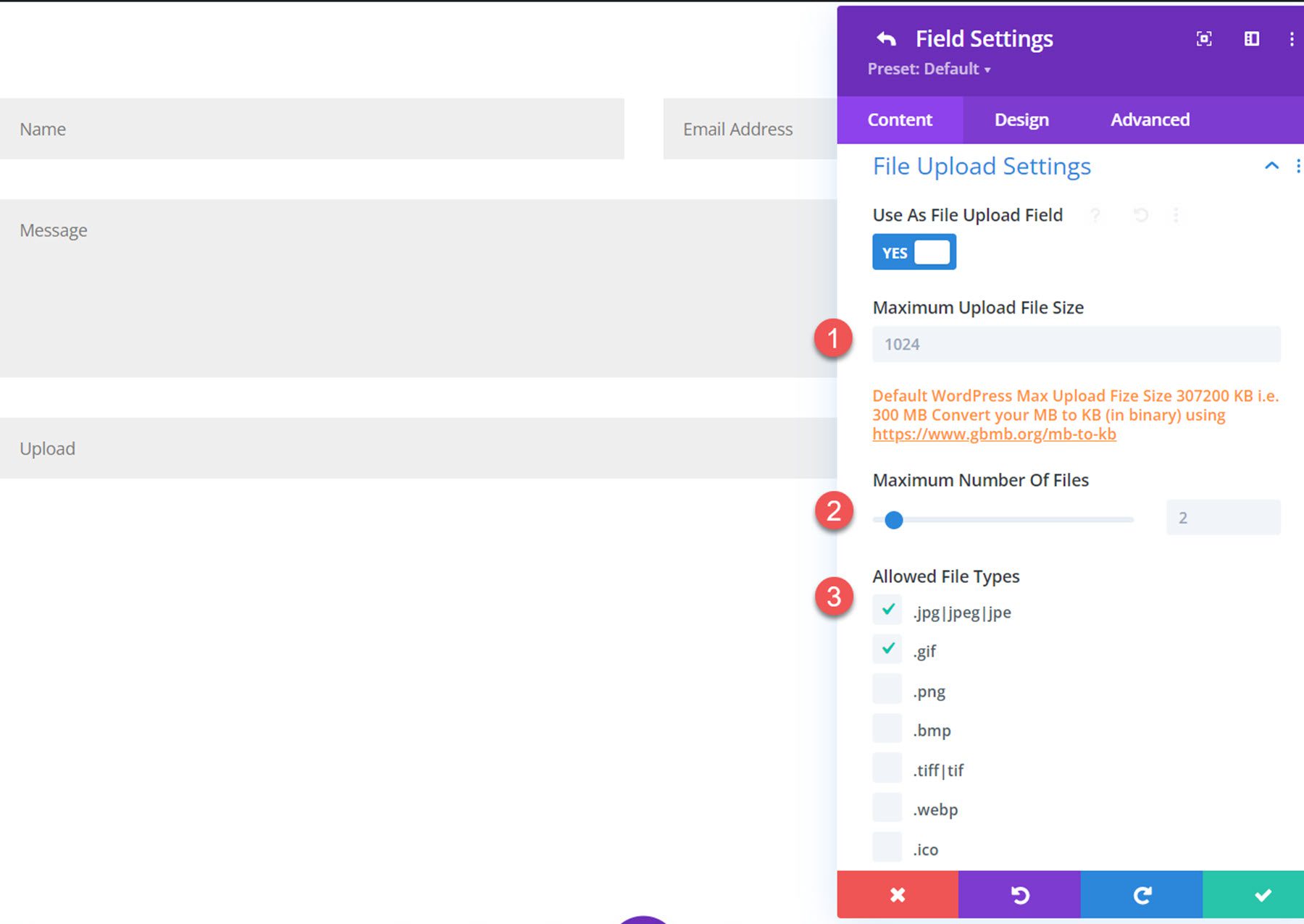 Divi Plugin Highlight Divi Contact Form Helper File Upload Maximum