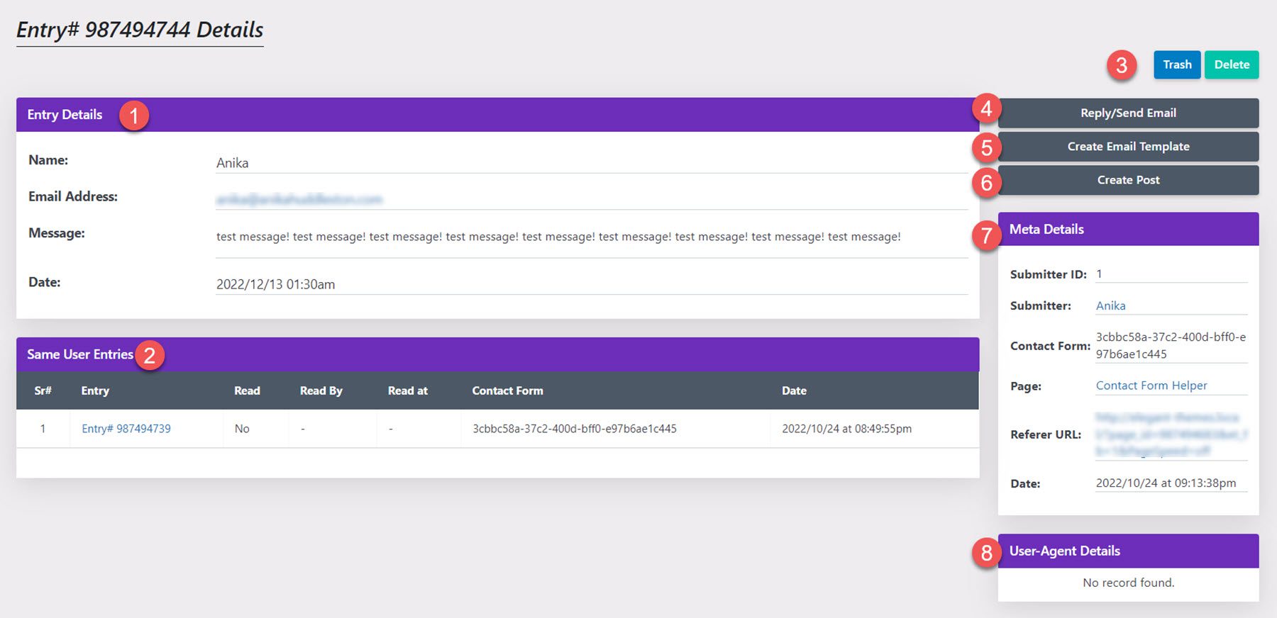 Divi Plugin Highlight Divi Contact Form Helper Form Entry Details