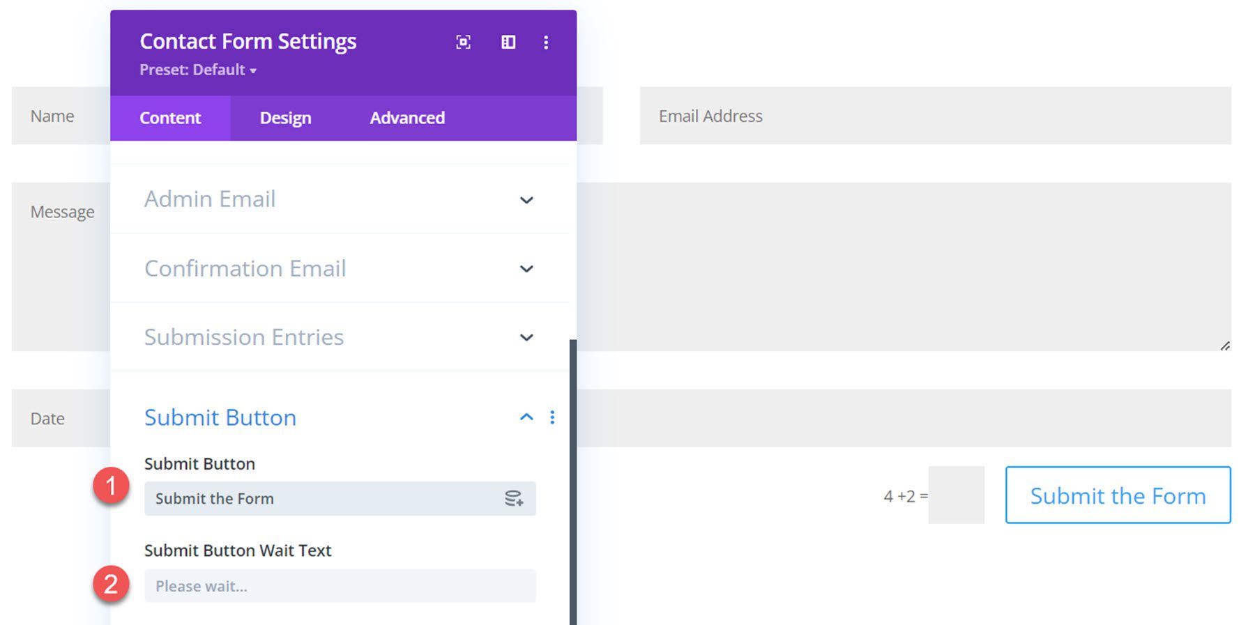 Divi Plugin Highlight Divi Contact Form Helper Submit Button