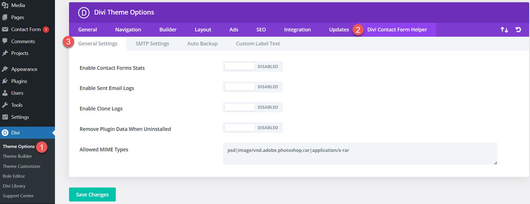 Divi Plugin Highlight Divi Contact Form Helper Theme Options General Settings