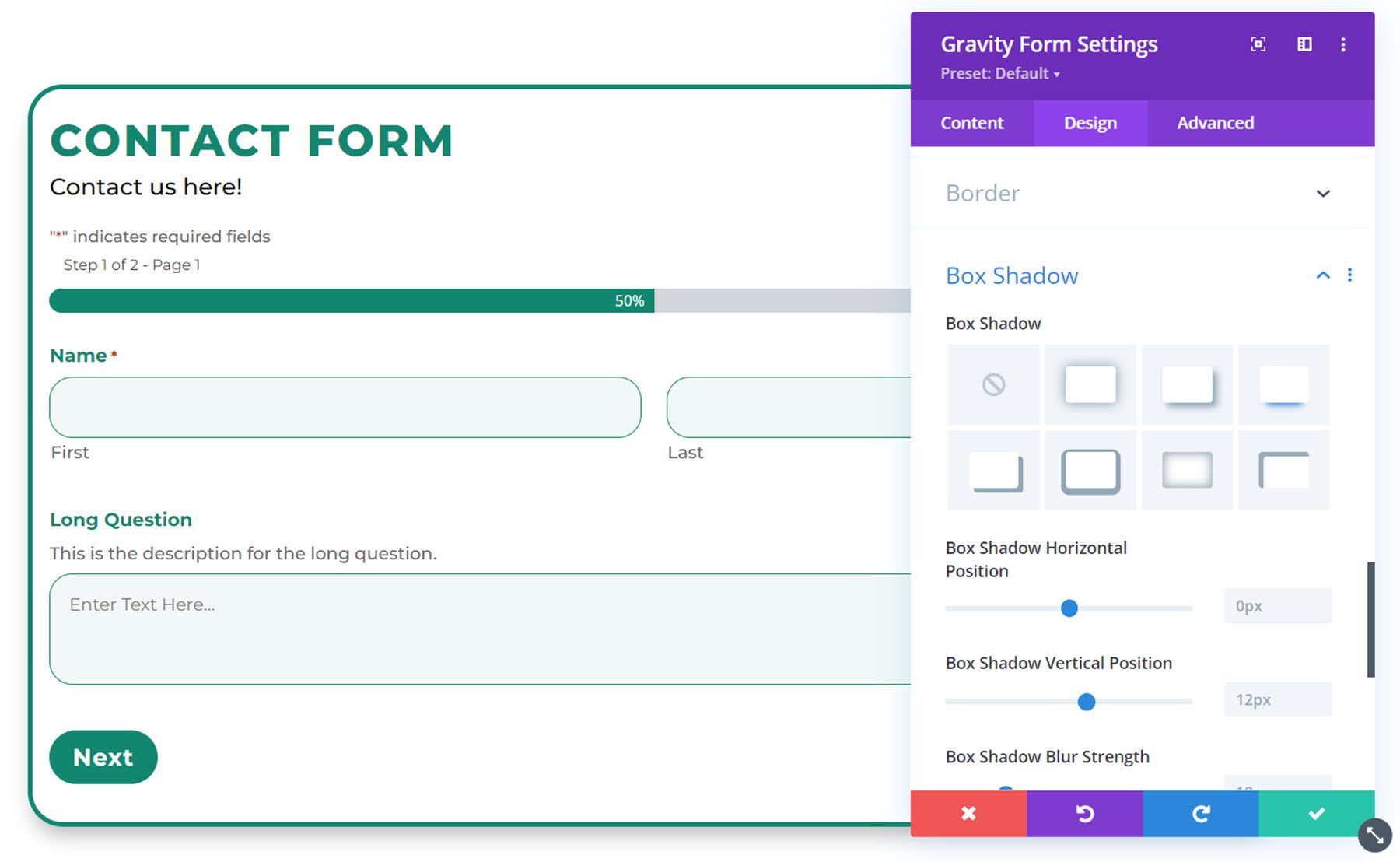 Divi Plugin Highlight Divi Gravity Forms Box Shadow