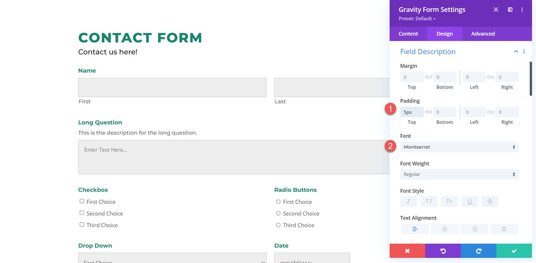 Divi Plugin Highlight Divi Gravity Forms Field Description