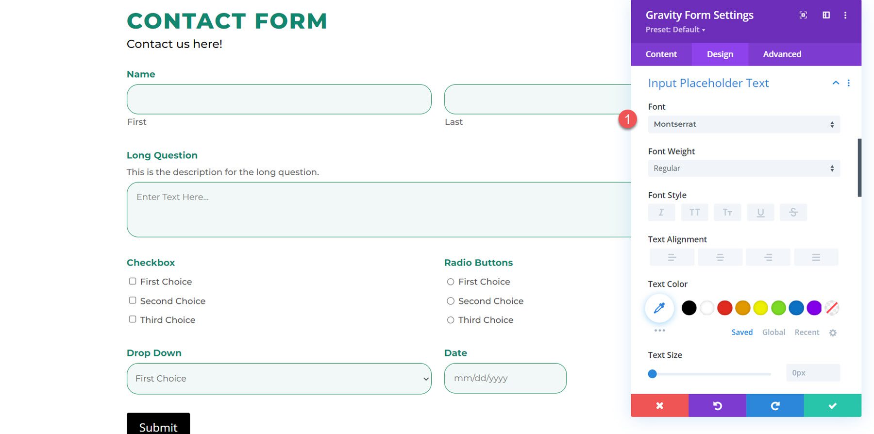 Divi Plugin Highlight Divi Gravity Forms Input Placeholder