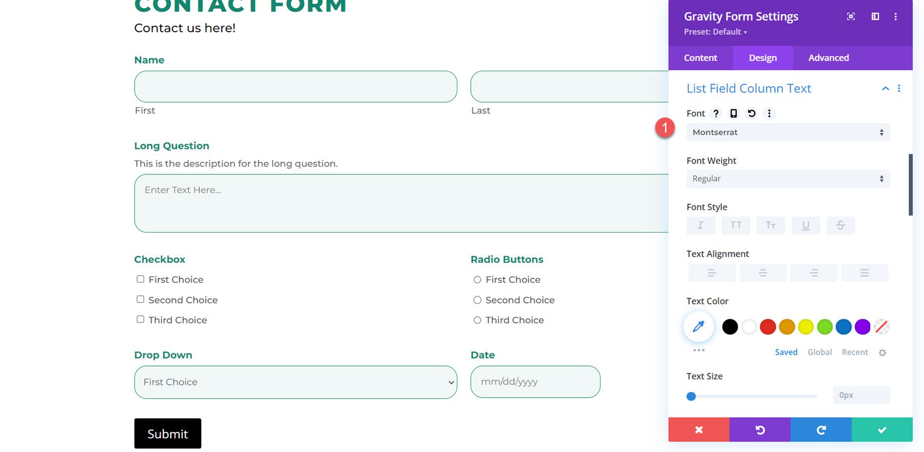 Divi Plugin Highlight Divi Gravity Forms List Field