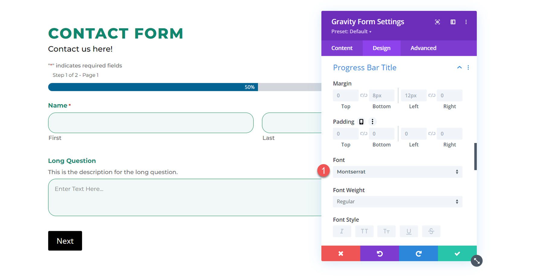 Divi Plugin Highlight Divi Gravity Forms Progress Bar Title