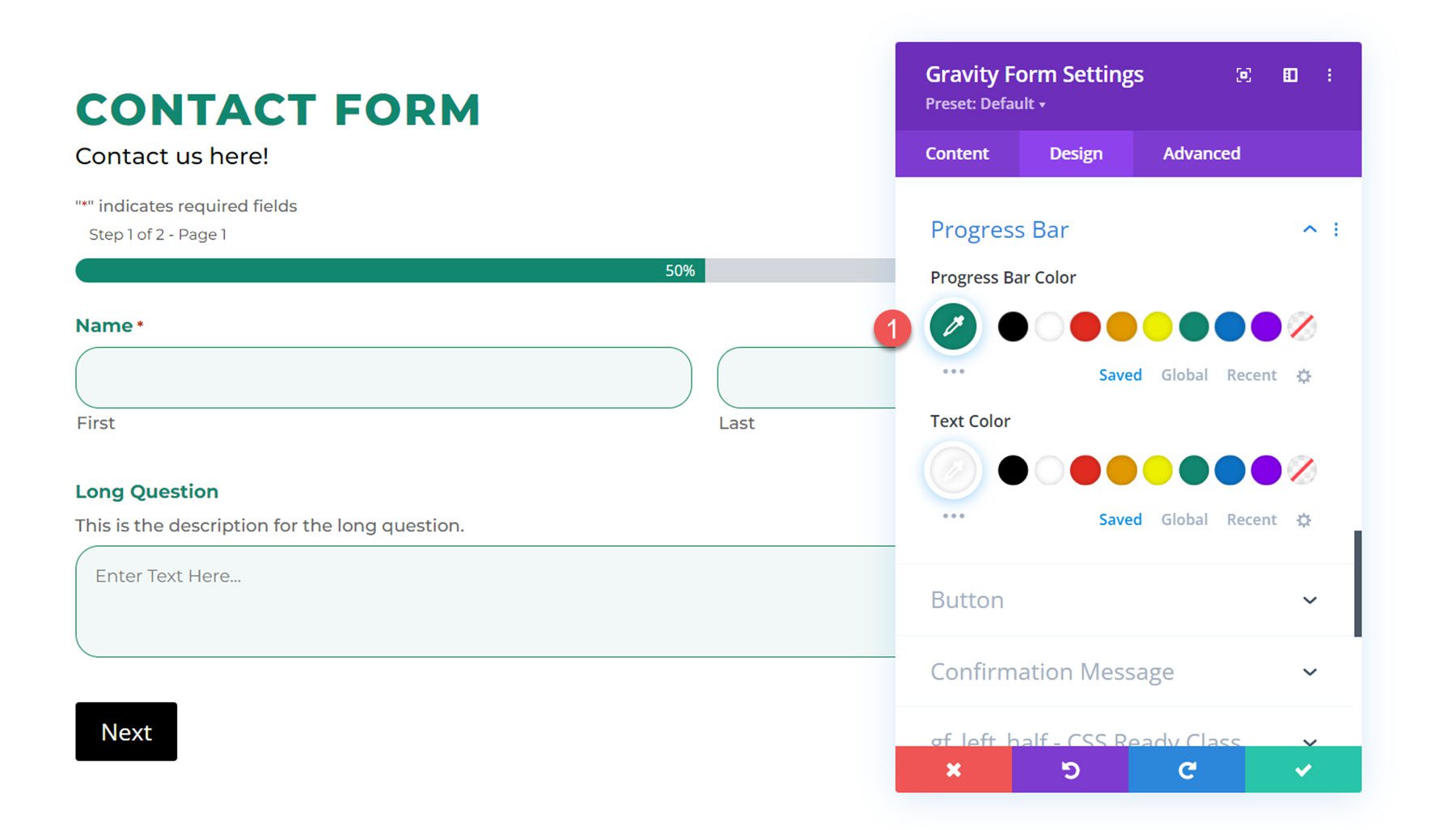 Divi Plugin Highlight Divi Gravity Forms Progress Bar