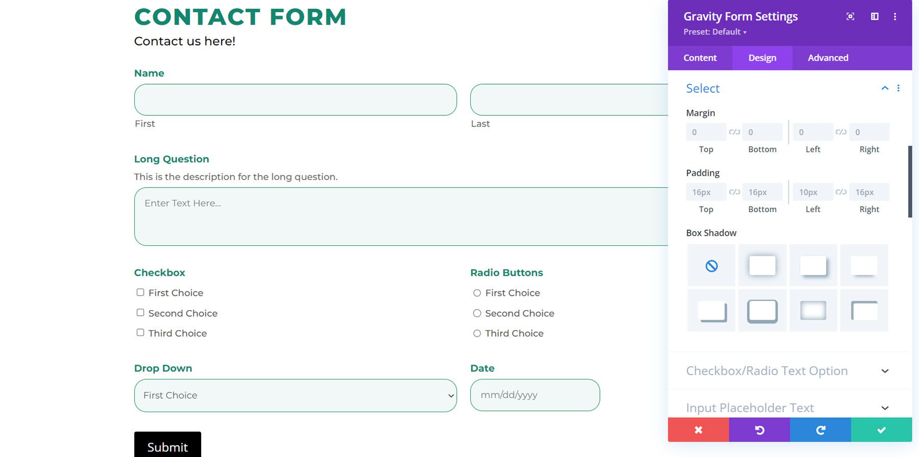 Divi Plugin Highlight Divi Gravity Forms Select