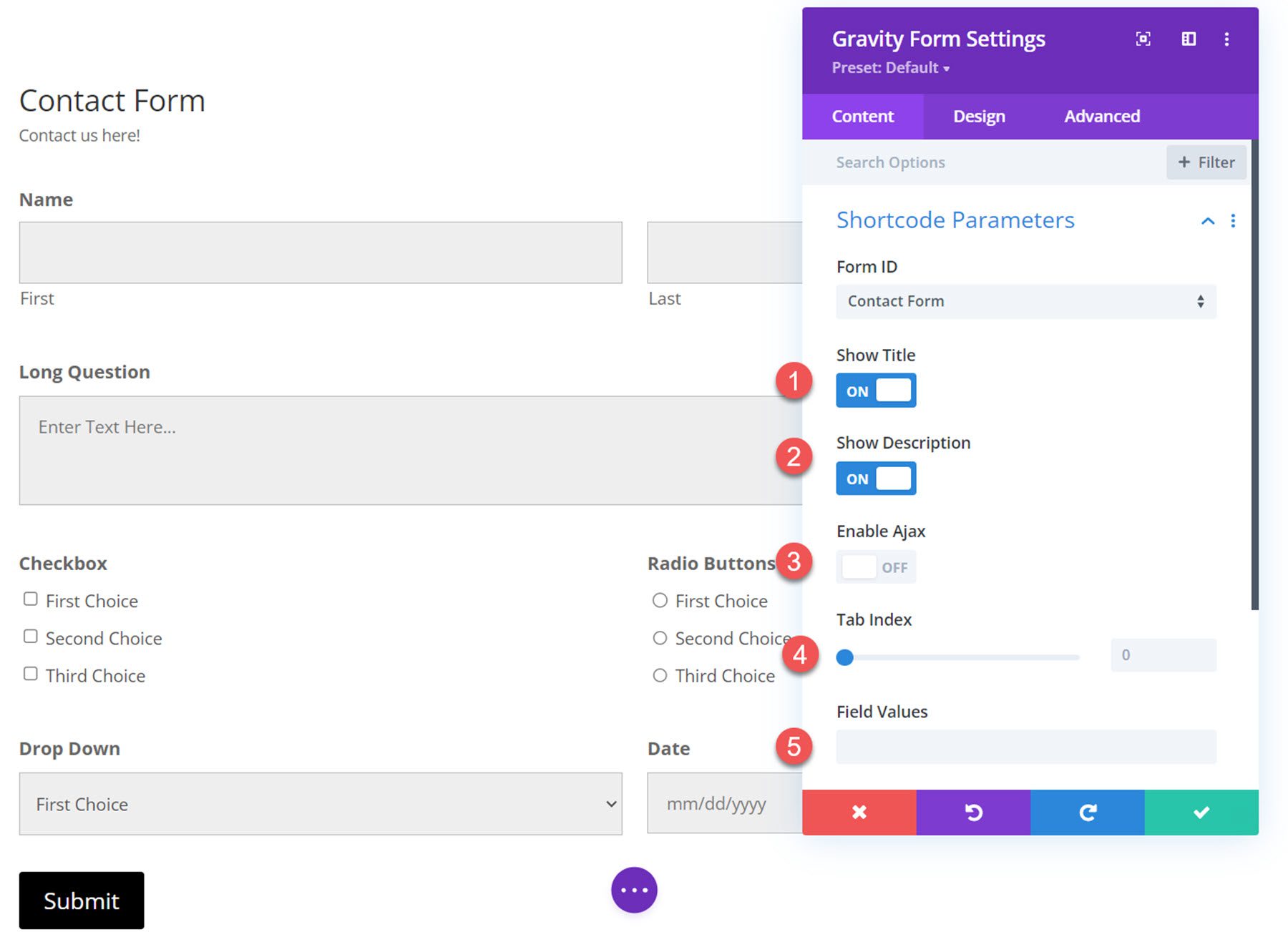 Divi Plugin Highlight Divi Gravity Forms Shortcode Parameters