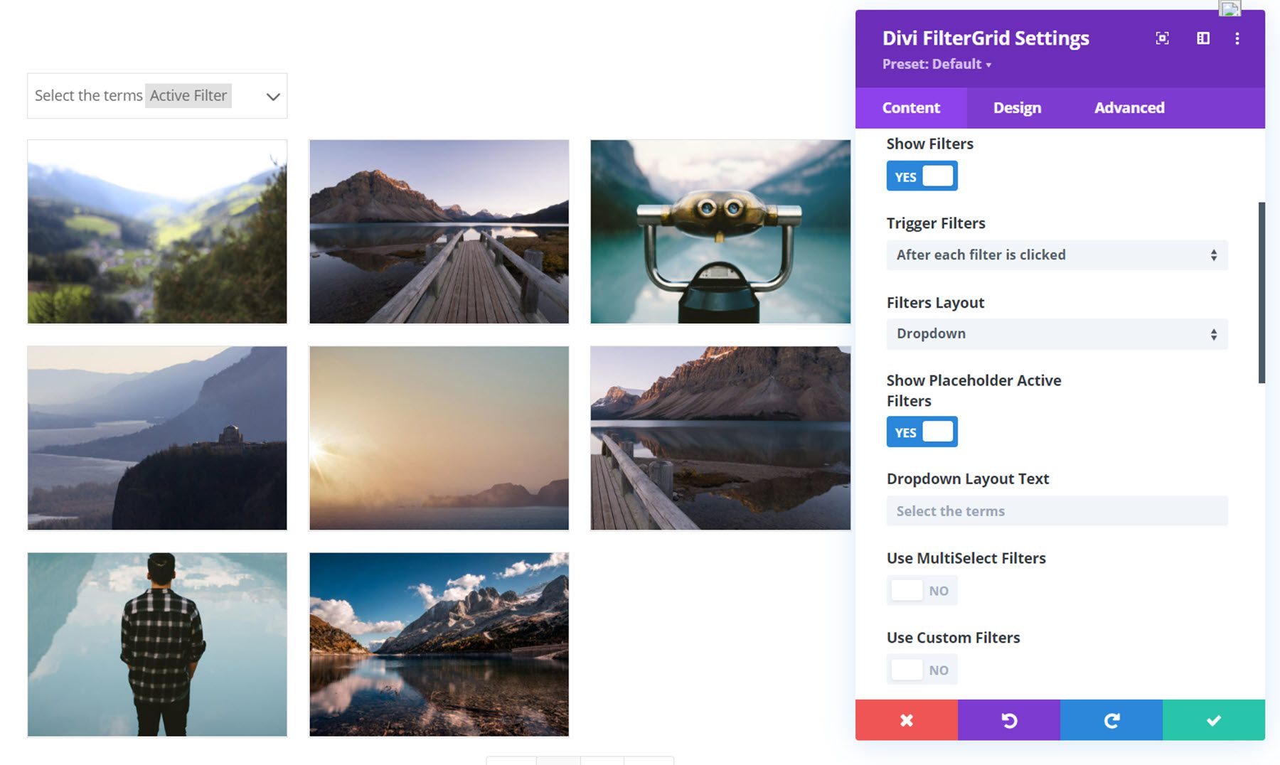 Divi Plugin Highlight Divi FilterGrid Filters Settings