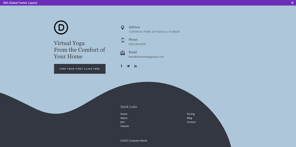 Header & Footer for Divi's Online Yoga Layout Pack