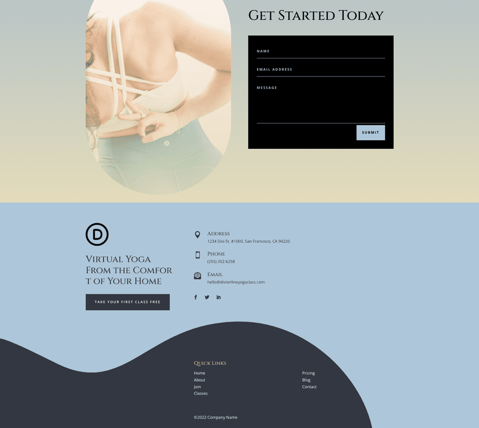 Header & Footer for Divi's Online Yoga Layout Pack