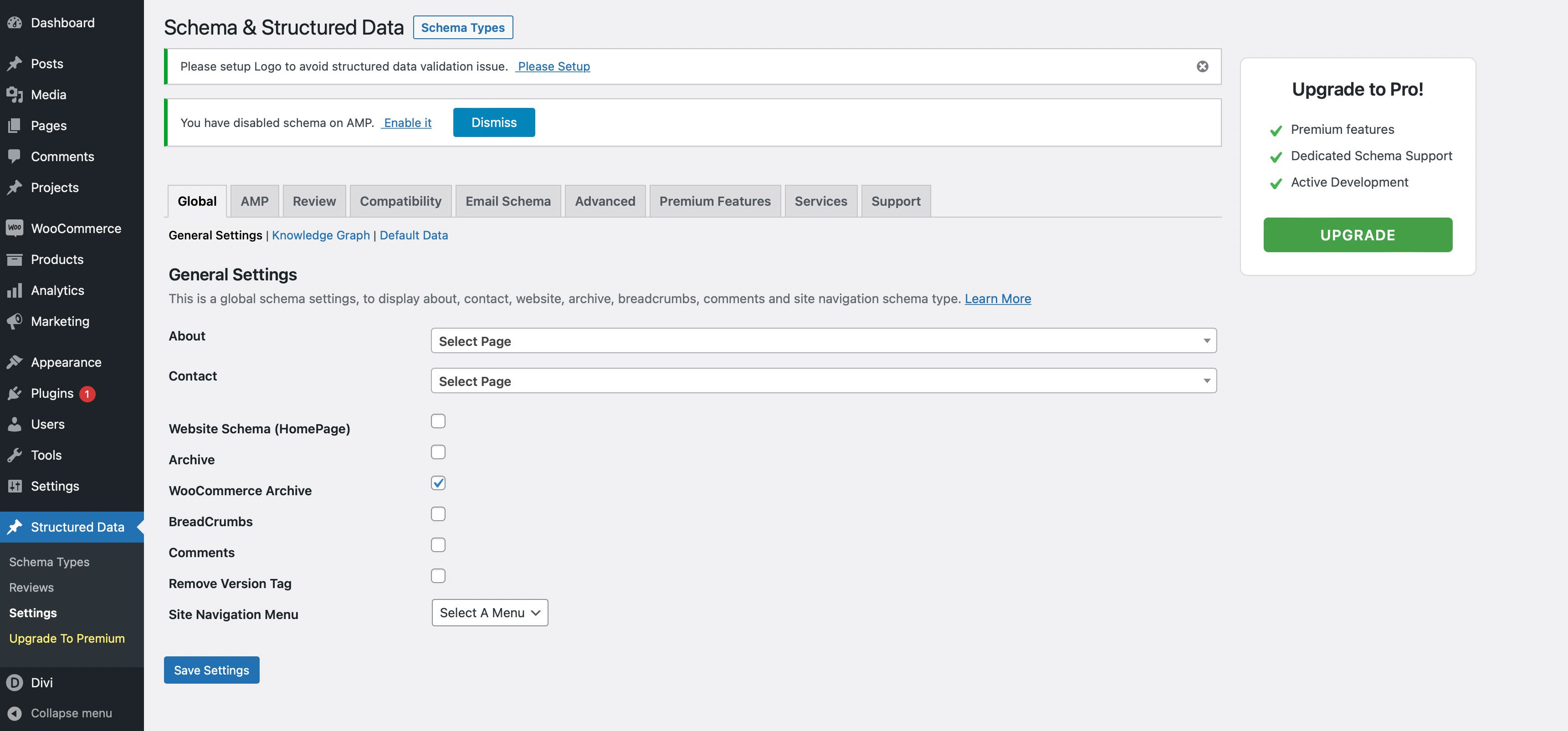  Schema Structured Data for WP AMP dashboard