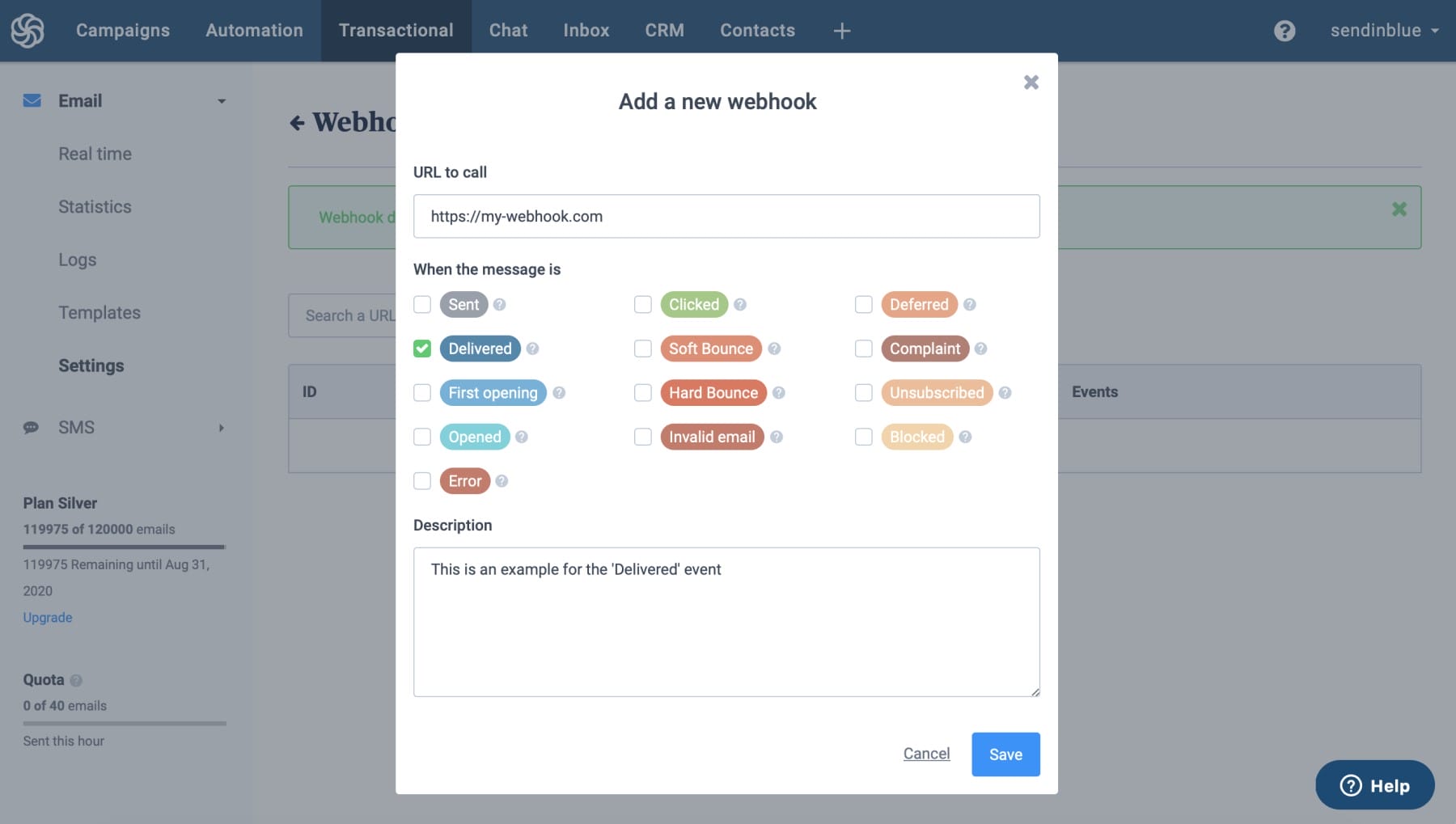 Sendinblue Review of Webhooks