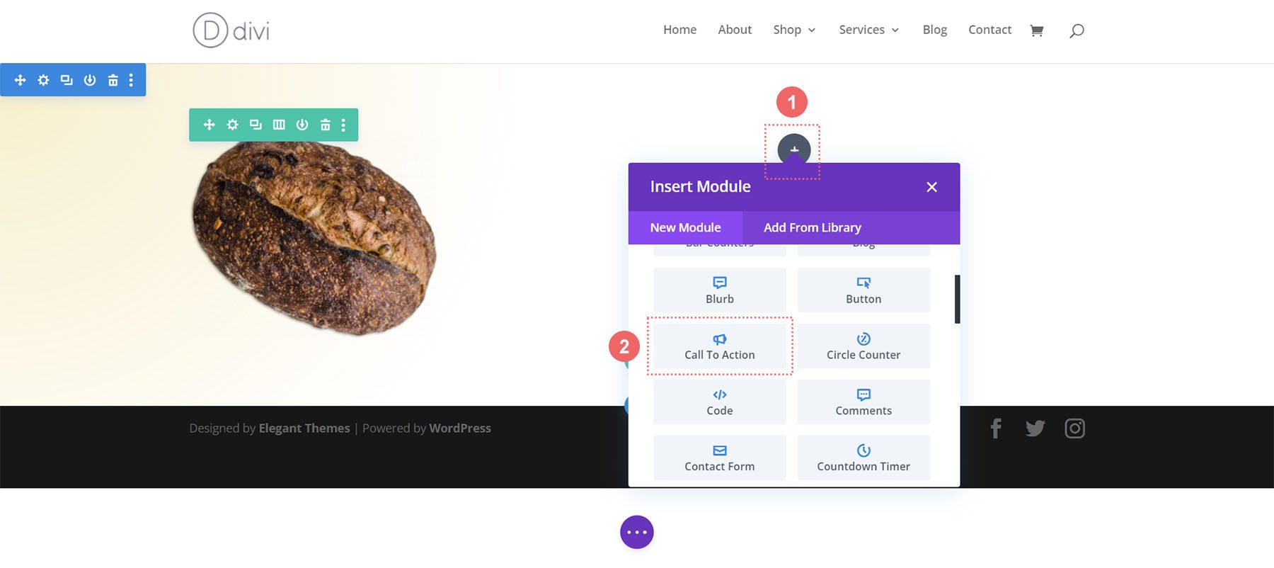 Add Call to Action Module to the second column