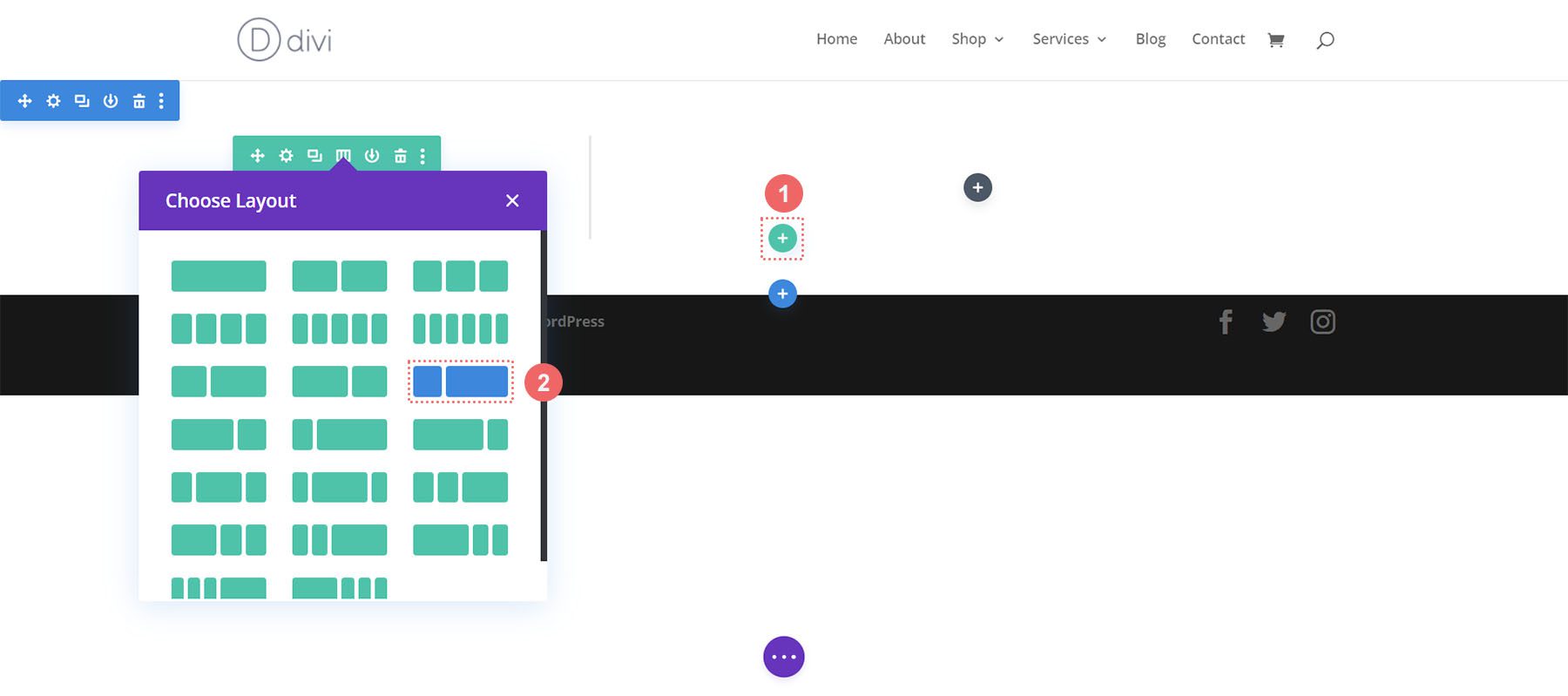 Add 1/3 + 2/3 two column layout