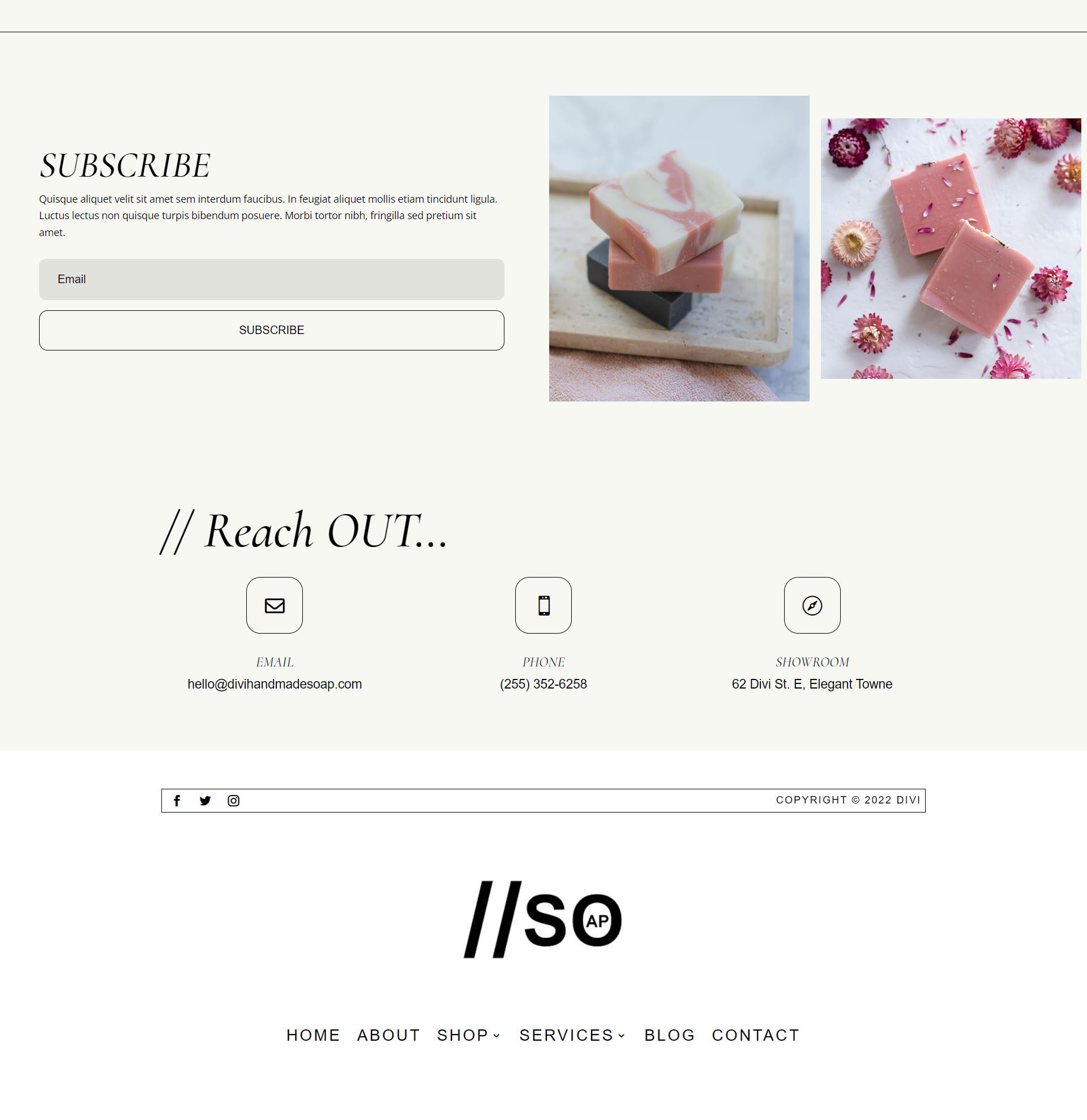 Divi Handmade Soap Footer Desktop