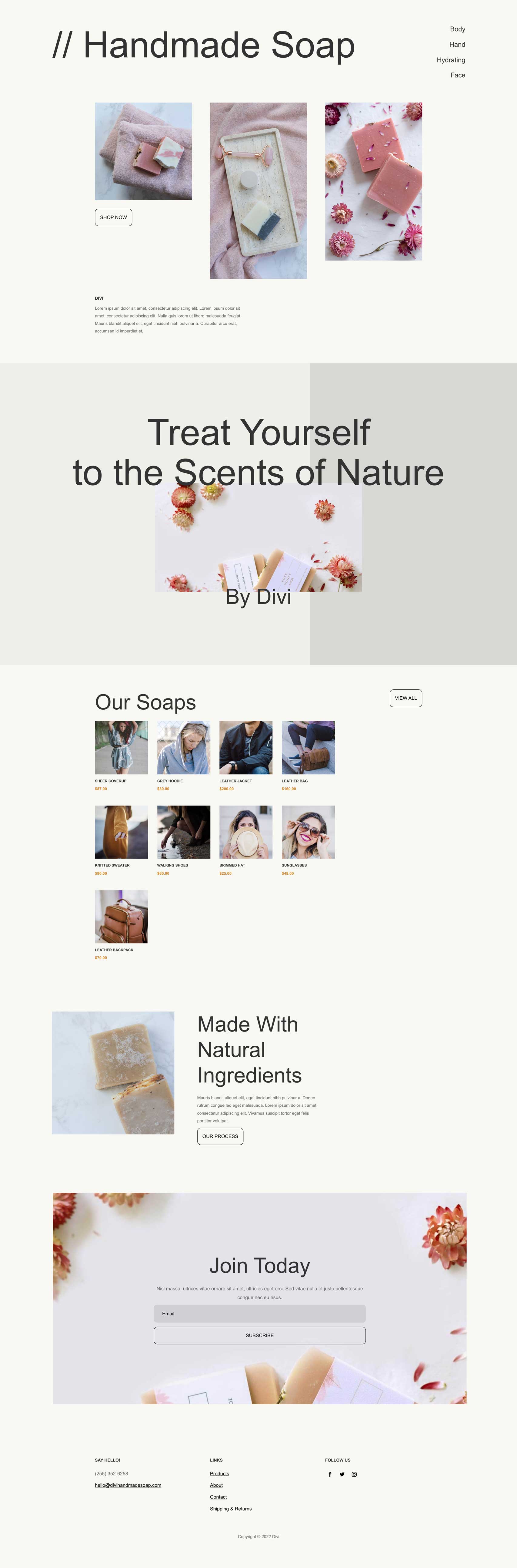 Handmade Soap Layout Pack for Divi