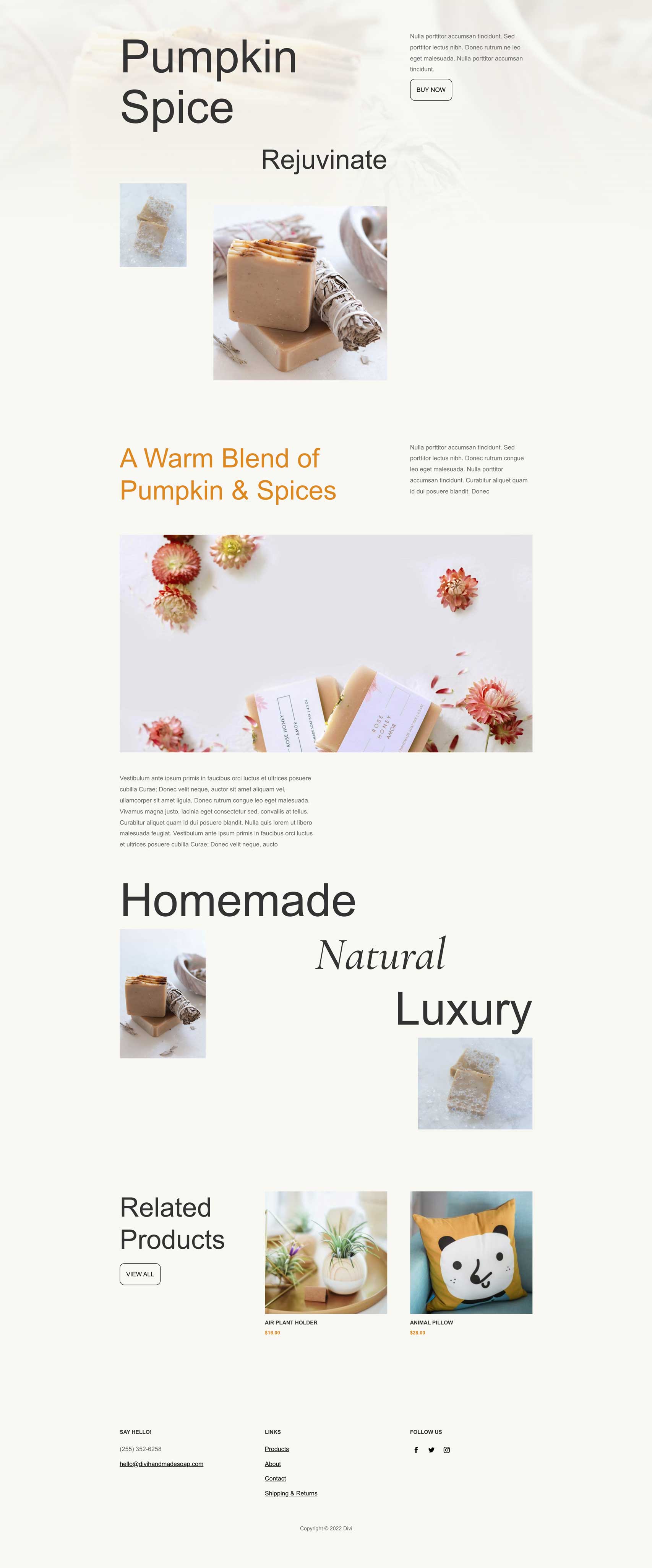 Handmade Soap Layout Pack for Divi