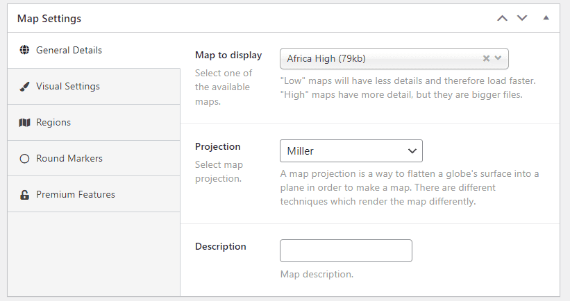 The interface for Interactive Geo Maps