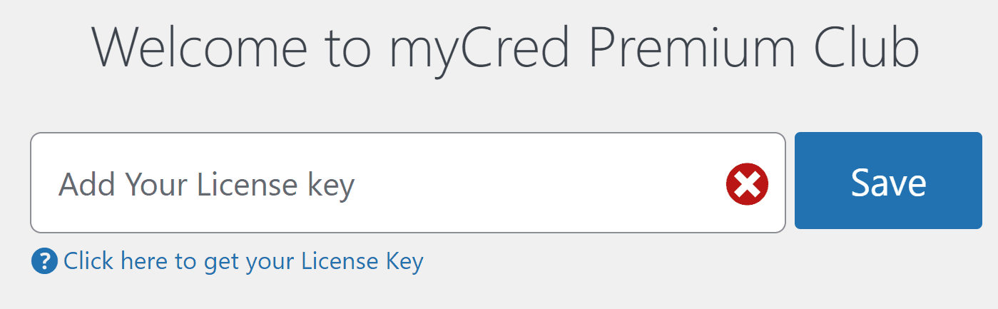 کلید مجوز myCred را اضافه کنید.