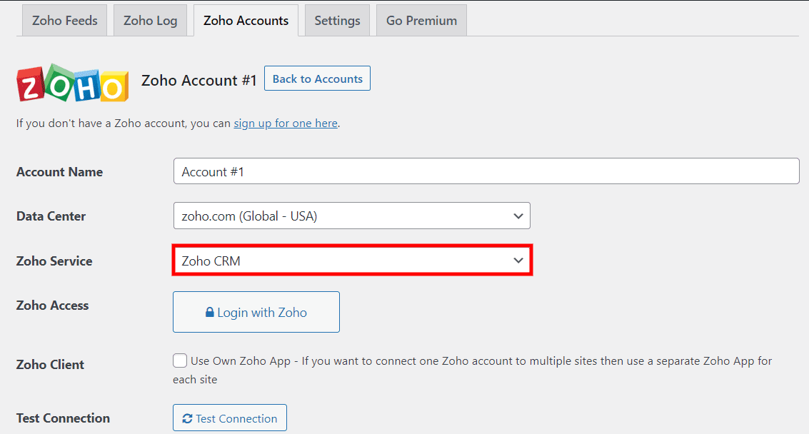 Zoho Accounts details