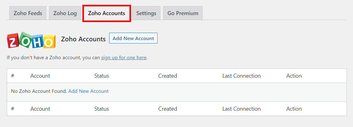 تب Zoho Accounts