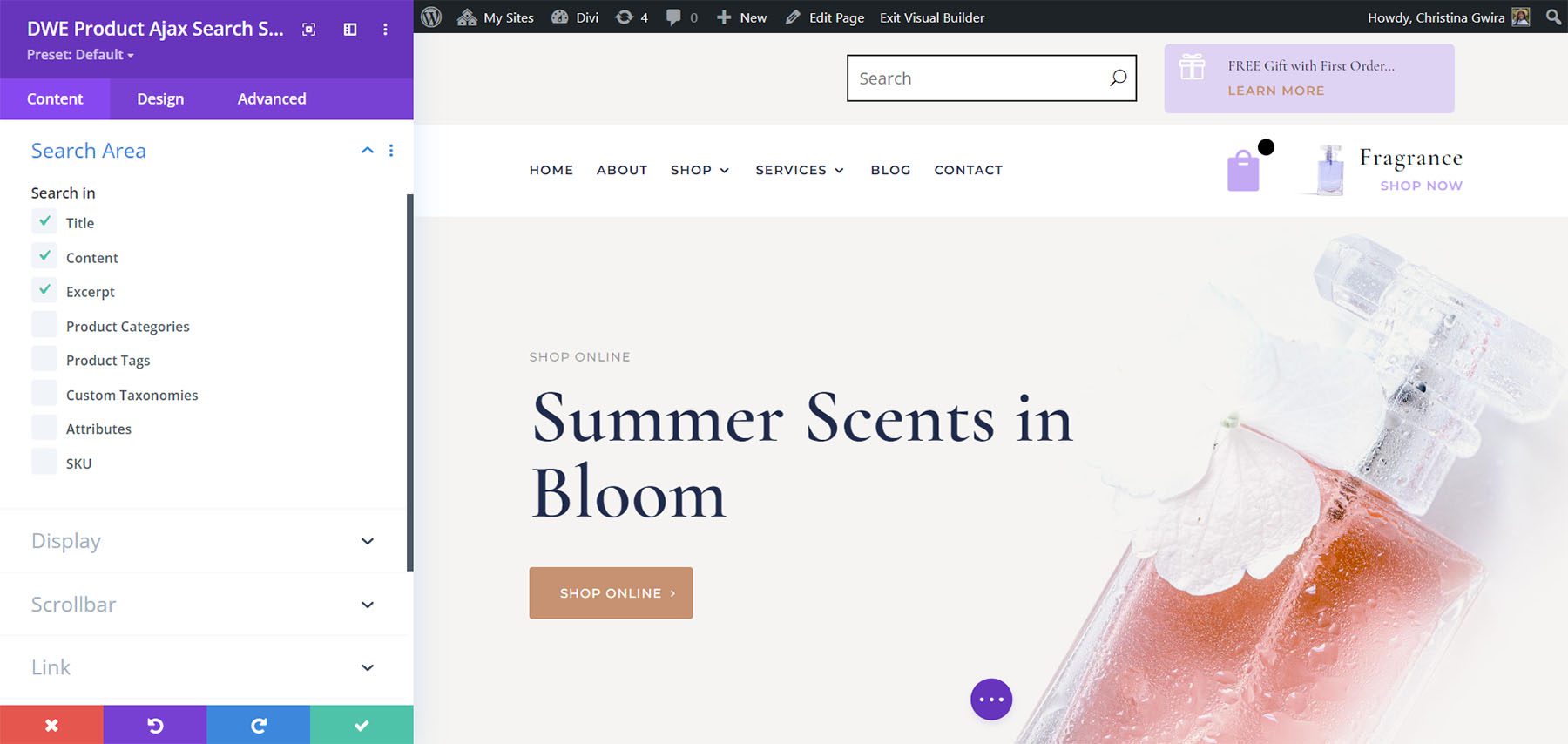 Divi WooCommerce Extended Product Ajax Search