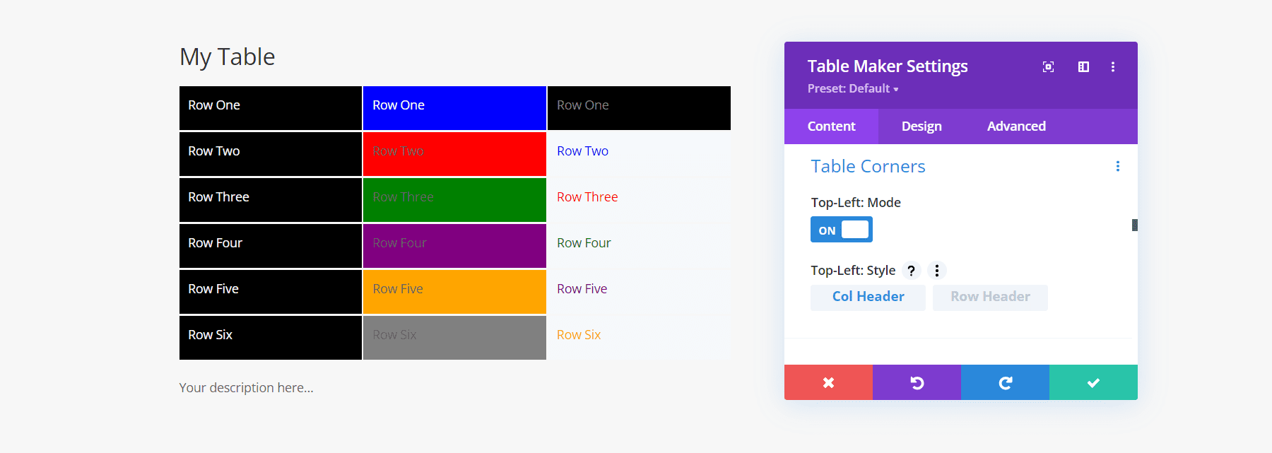 Adding Content to Table Maker Cells