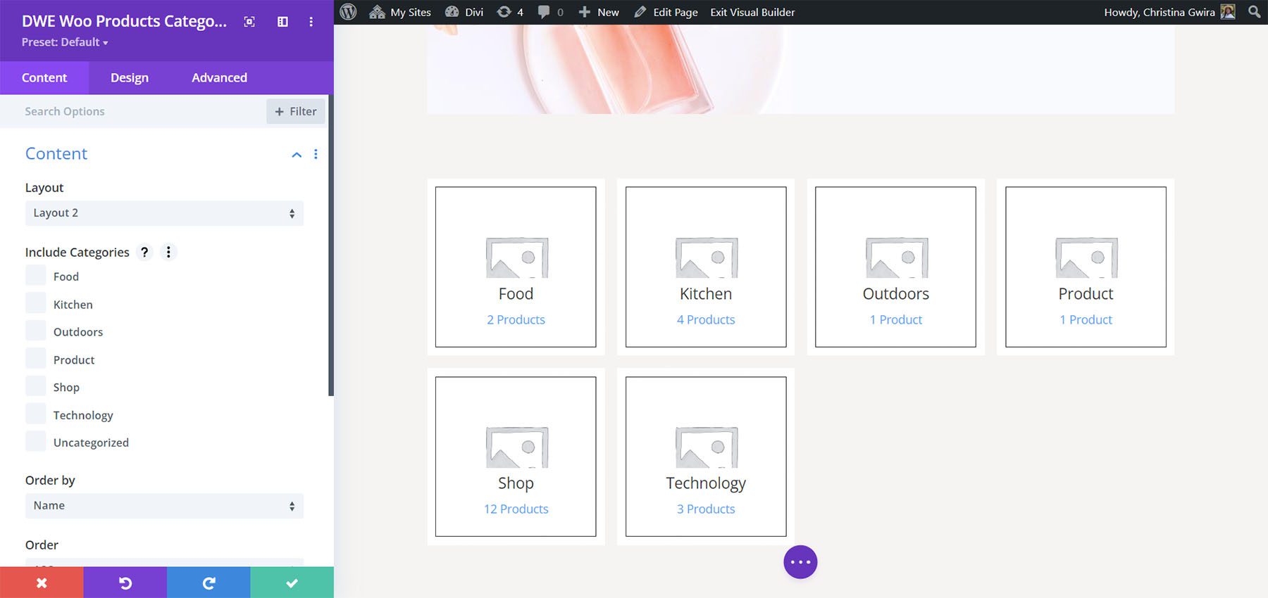 Divi WooCommerce Extended Products Categories