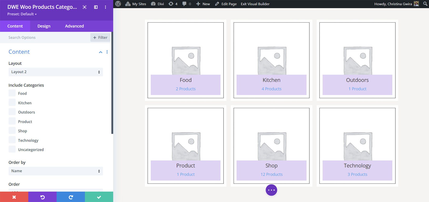 Divi WooCommerce Extended Products Categories