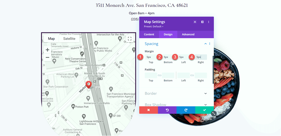 Divi Zoom Map on Scroll with Scroll Effects Layout Box 2