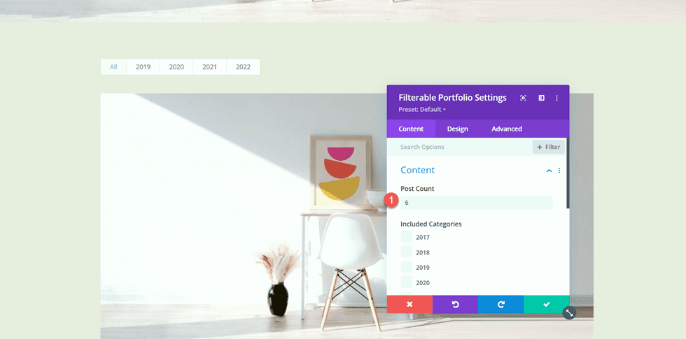 Divi Matching Portfolio and Projects Post Count