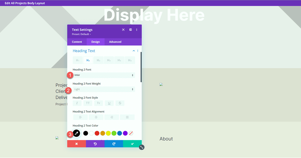 Divi Matching Portfolio and Projects Text Settings