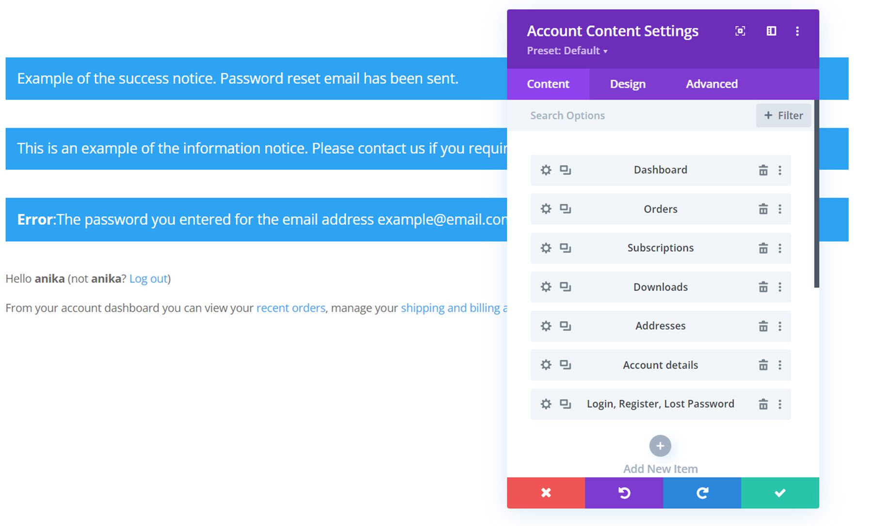 Divi Plugin Highlight Divi Shop Builder Account Content