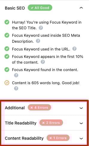 Screenshot of Rank Math Word Editor UI